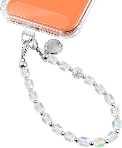 Miniatura 11 de Correa de muñeca para teléfono con encanto desmontable, llavero de teléfono de metal con correa de muñeca para mujeres con pestañas de sujeción Rosa