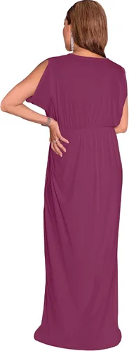 Miniatura 4 de KOH KOH Vestido largo de maternidad con cuello en V y manga corta para mujer