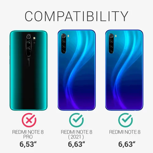 Miniatura 6 de kwmobile Funda transparente compatible con Xiaomi Redmi Note 8 (2019/2021) - Funda de teléfono de TPU suave - Flores de cerezo rosa/marrón