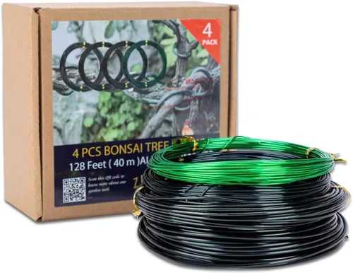 Miniatura 7 de Kit de alambre para bonsái, 4 rollos en total de 64 pies de alambre de entrenamiento de bonsái de aluminio para interiores de 0.039 in, 0.059 in
