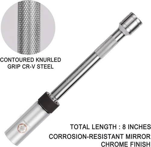 Miniatura 2 de CASOMAN Enchufe giratorio magnético para bujía de 5/8 pulgadas, unidad de 3/8 pulgadas x 20 cm de longitud de barra extendida, giro de 360 grados