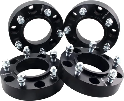 Miniatura 9 de 4 espaciadores de rueda centrales negros 5x150 de 1.25 pulgadas con pernos de 14 x 1.5 compatibles con Toyota 5 Lug para Tundra 2007-2021 Land