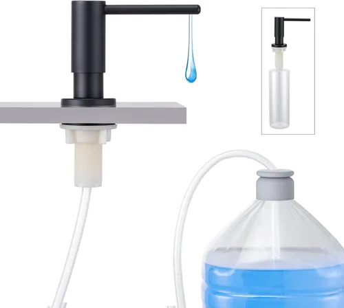 Miniatura 9 de Dispensador de jabón para fregadero de cocina con botella de 17 onzas y kit de tubo de extensión de 40 pulgadas, dispensador de jabón integrado