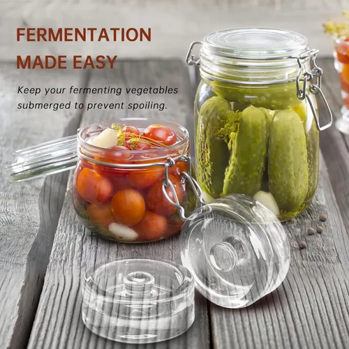 Miniatura 5 de 1Pc Wide-Mouth Fermentation Glass Weight Set With Easy Grip Perfect For Home Brewing, Pickling, Canning, Fermented Fruits, Sauerkraut, Kimchi And
