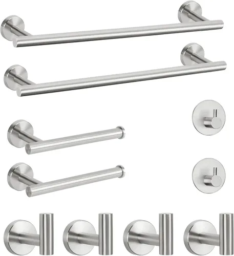 Miniatura 12 de NearMoon Juego de accesorios de baño SUS 304 de acero inoxidable grueso, incluye toallero de 16 pulgadas, soporte para papel higiénico, ganchos