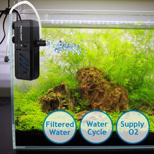 Miniatura 5 de Filtro interno sumergible para acuario de 6 W, filtro ajustable para pecera con bomba de agua de 132 GPH para peceras de 1 a 10 galones