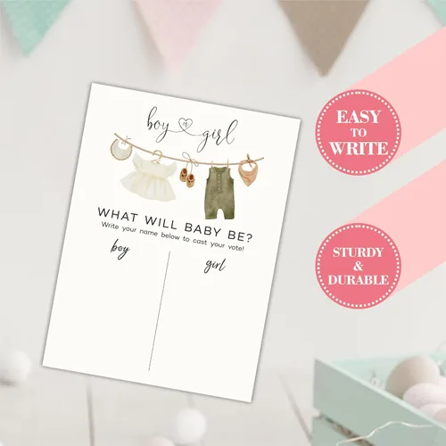Miniatura 4 de Señal de voto de revelación de género de 11 x 15 pulgadas, tema de ropa de bebé, juego para fiesta de baby shower, letrero de "What will be