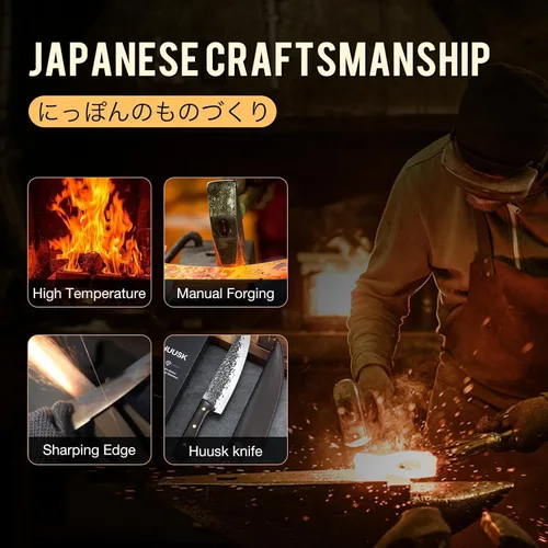 Miniatura 3 de Huusk Cuchillo de chef de 8 pulgadas de Japón, cuchillos de cocina profesionales forjados a mano, cuchillos de chef japoneses Gyutou, cuchillo