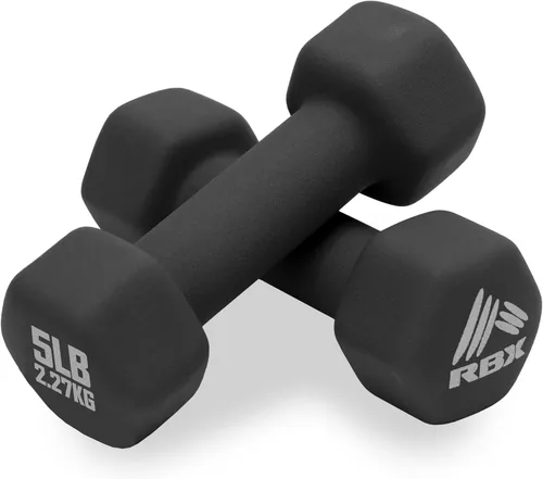 RBX - Juego de mancuernas de neopreno con agarre antideslizante, equipo de entrenamiento de fuerza para el hogar o el gimnasio, no ruedan