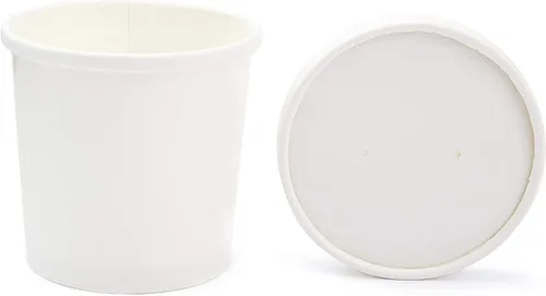Miniatura 6 de Juvale Recipientes desechables para sopa y helado con tapas, papel blanco de 12 onzas, 50 unidades, cuencos desechables para sopa caliente y tazas