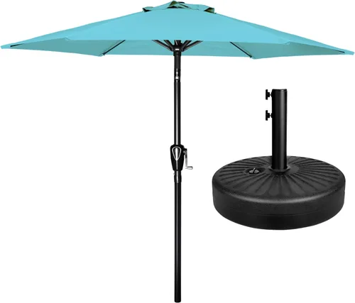 Miniatura 12 de Simple Deluxe sombrilla de patio de 7.5 pies, sombrilla de mesa para exteriores, sombrilla de jardín con botón de inclinación/manivela, 6 varillas