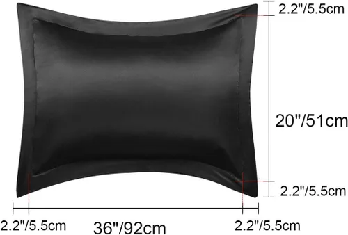 Miniatura 5 de PiccoCasa Paquete de 2 fundas de almohada de satén para cabello y piel, fundas de almohada Euro Sham suaves y sedosas Oxford con cierre de sobre
