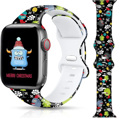 Miniatura 10 de Correa de reloj de Navidad para Halloween compatible con Apple Watch Band de 1.496 in, 1.575 in, 1.614 in, 1.654 in, 1.732 in, 1.772 in, iWatch