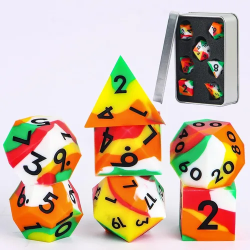 Miniatura 13 de DND - Juego de dados de borde afilado, 7 piezas de dados poliédricos DND con exquisito embalaje de caja de hoja, ideal para juegos de rol