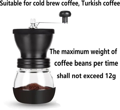 Miniatura 3 de PARACITY Molinillo Manual de Granos de Café con Rebaba de Cerámica, Molinillo de Café Manual Pequeño con 2 Frascos de Vidrio (11 Onzas por Frasco)