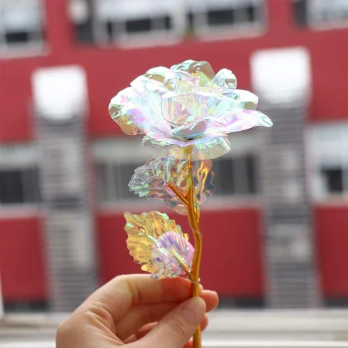Miniatura 4 de Rosa artificial de imitación chapada en papel de aluminio, flor artificial para el día de San Valentín, Día de la Madre, cumpleaños, regalos de amor