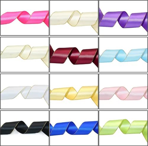 Miniatura 5 de David accessories Cinta de satén blanca antigua con bordes dorados de 1.5 pulgadas de ancho, 20 yardas, cintas de tela con borde dorado para Blanco