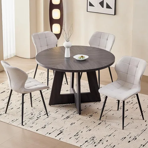 Miniatura 9 de Juego de 4 sillas de comedor, tela resistente al agua, modernas sillas tapizadas para comedor y cocina con patas de metal, color verde (solo sillas)