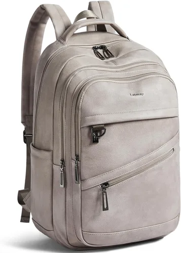 LATMAP Mochila de 43L para mujeres y hombres - Mochila de cuero vegano, bolsa de viaje, maleta de mano, mochila universitaria, para trabajo,