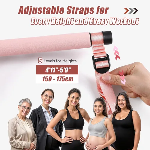 Miniatura 4 de Upgraded Pilates Bar Kit with Resistance Bands Natural Latex for Women & Men, Heavy-Duty Stainless Steel Multifunctional Yoga Pilates Stick for Home