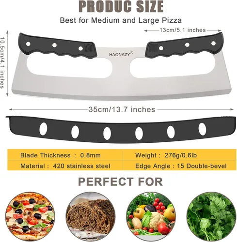 Miniatura 3 de Sharp - Cortador de pizza de 14 pulgadas con asas dobles y cubierta protectora, bueno para cocina y comedor Negro