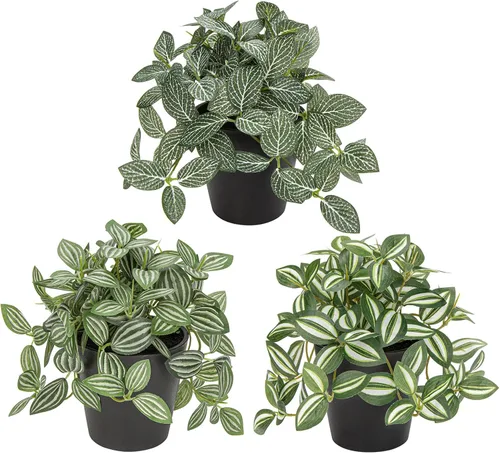 Miniatura 8 de Hollyone Plantas falsas, 2 paquetes de plantas artificiales de interior con maceta de plástico blanco, pequeña planta falsa en maceta para el hogar