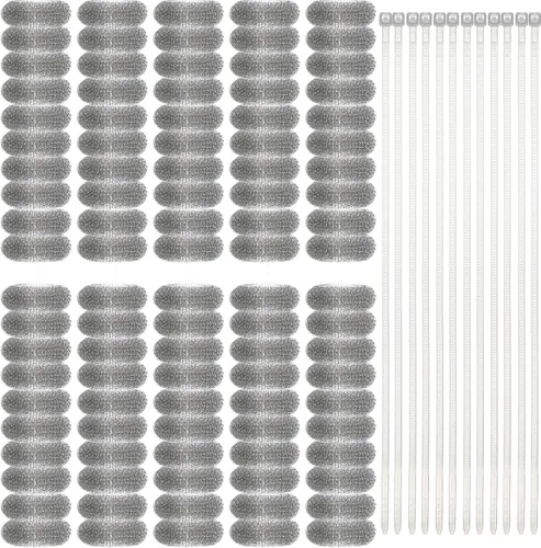 Hotop 100 trampas de pelusa para manguera de lavadora con 100 bridas para cables, filtro de malla de lavandería, filtro de manguera de lavadora,