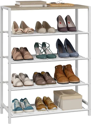Miniatura 15 de Yusong Organizador de zapatos, estante industrial de almacenamiento de zapatos de 3 niveles para entrada de armario, estantes estrechos y Marrón