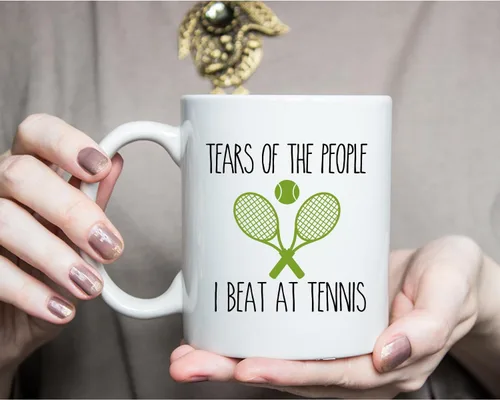 Miniatura 3 de Taza de tenis divertida, taza de tenis con texto en inglés "Tears of The People I Beat In", taza inspiradora sarcástica divertida, regalos