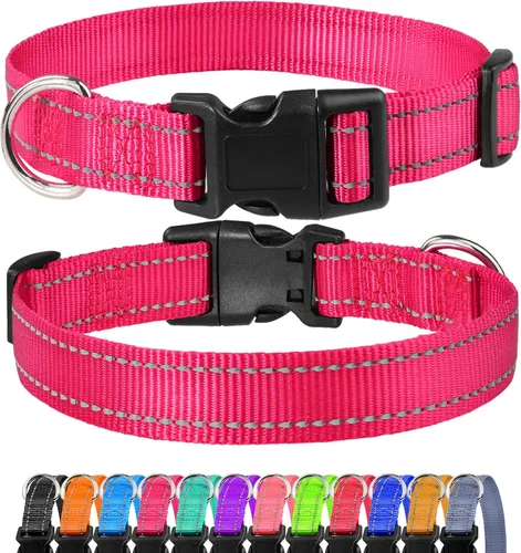 Miniatura 14 de FunTags Collar reflectante para perros, collares de nailon resistentes para perros pequeños machos y hembras, collar ajustable para perros