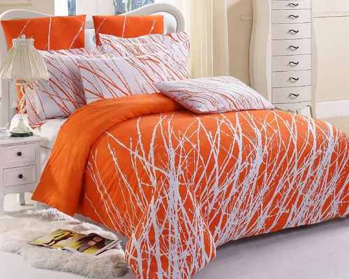 Miniatura 2 de Swanson Beddings - Juego de ropa de cama (100 % algodón), ramas de árbol Funda de edredón, fundas de almohada., Algodón, verde-blanco, gemelo