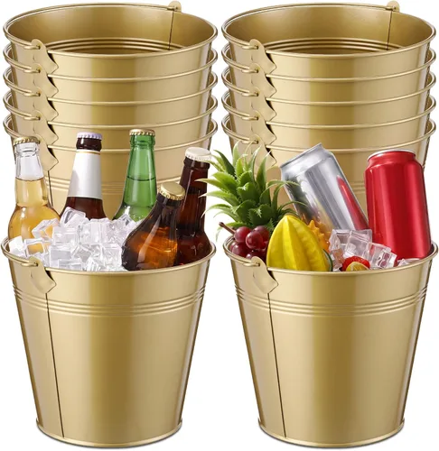 Miniatura 11 de Didaey 12 cubos de metal para cerveza, cubos de hielo a granel, cubos de hielo con asa, enfriador de bebidas para fiesta de champán, bebidas