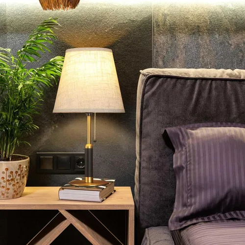 Miniatura 7 de 18.9" Modern Mid Century Table Lamp Pull Chain Bedside Lamps for Nightstand Lamp for Bedroom Living Room 3-Color Light Solid Wood/Metal/Fabric for