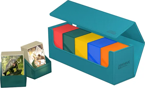 Miniatura 5 de Ultimate Guard Arkhive 400+, Estuche para Mazo para 400 Cartas TCG con Doble Funda, Petrol, Compatible con Boulders, Cierre Magnético y Forro