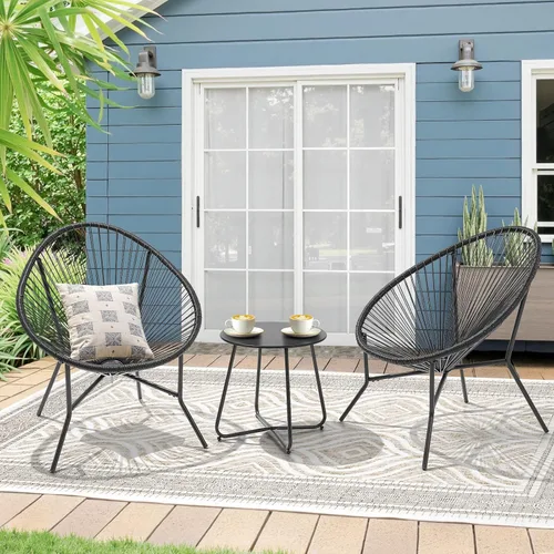 Miniatura 6 de ONBRILL Juego de 3 piezas para patio, sillas Acapulco para exteriores con mesa auxiliar, muebles de ratán PE para todo tipo de clima, para balcón