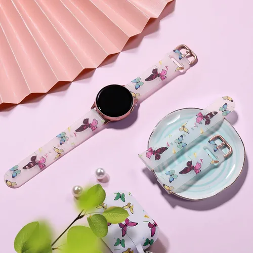 Miniatura 3 de GEAK Correa Transparente Linda Compatible con Samsung Galaxy Watch 7 6 5 4 Band/Galaxy Watch 7 6 5 4 Band, Correa de Repuesto de Silicona Suave
