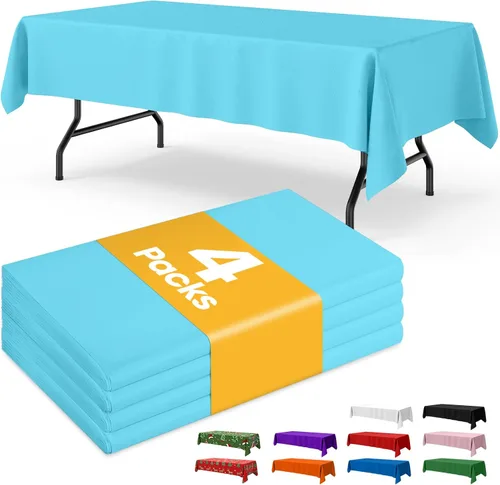 Miniatura 44 de Niuara Mantel de bandera estadounidense, paquete de 4 manteles patrióticos desechables de 54 x 108 pulgadas para mesas de 6 pies, decoraciones del 4