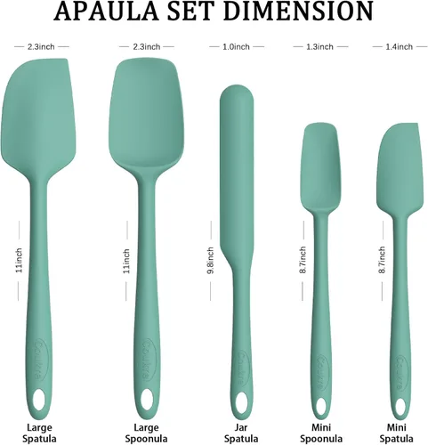 Miniatura 2 de Coukre Juego de 5 espátulas de silicona, resistentes a altas temperaturas, silicona de grado alimenticio, aptas para lavavajillas, para hornear