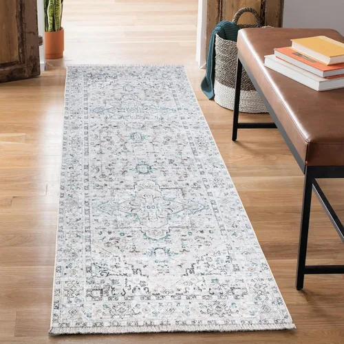 Miniatura 19 de Bloom Rugs Alfombra lavable antideslizante de 2 x 3 pies, color azul/verde/mandarina, alfombra tradicional oriental para sala de estar, dormitorio