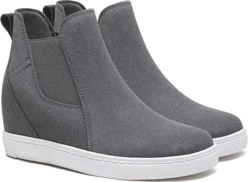 Miniatura 5 de Athlefit Zapatos deportivos de cuña oculta con plataforma para mujer, botas de tobillo con cuña elástica