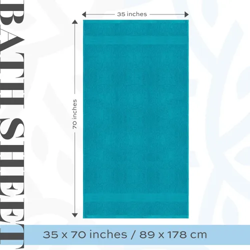 Miniatura 4 de Toallas de baño de lujo de White Classic Soft Aqua - Toallas de baño de algodón de 650 GSM de lujo extra grandes 35x70 Altamente absorbentes