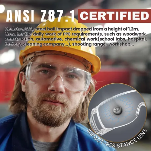 Miniatura 2 de Ansi Z87.1 Ansi Z87.1 - Gafas de seguridad antivaho para hombres y mujeres, gafas de laboratorio resistentes a arañazos e impactos, gafas