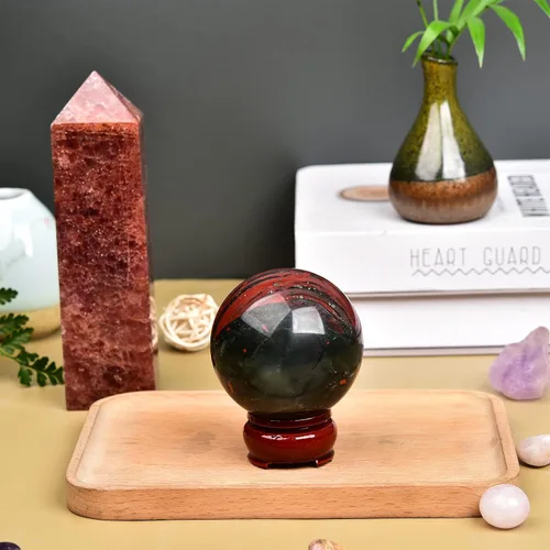 Miniatura 4 de JIC Gem Piedra Natural de Jaspe Africano Cristal de Curación Esfera Adivinación Bola de Piedra Preciosa, Feng Shui Reiki Aura Decoración de Piedra