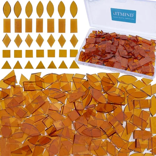 Miniatura 14 de LITMIND Kit de Azulejos de Mosaico de Vidrio Manchado Rojo Naranja para Manualidades - 240 Piezas, 5 Formas Mixtas