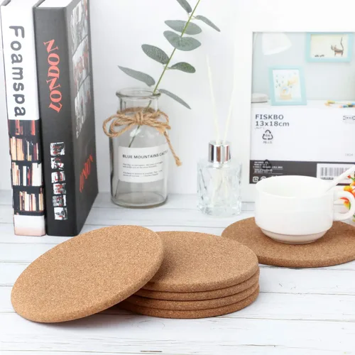 Miniatura 4 de Boao 6 salvamanteles redondos de corcho para platos calientes, posavasos gruesos de alta densidad, posavasos de corcho absorbente de madera