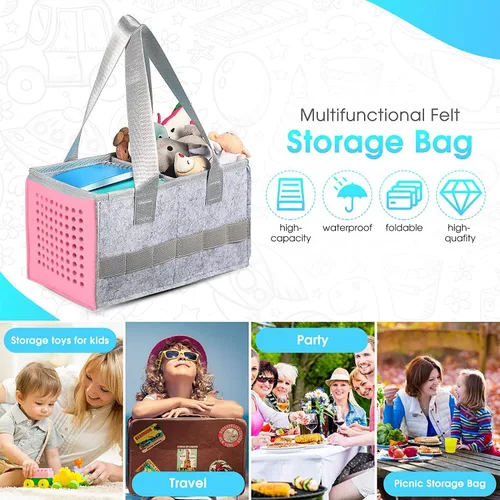 Miniatura 6 de Bolsa de transporte para reproductor de audio Toniebox Starter Set, estuche organizador de fieltro para almacenamiento del Tonie Starter Set Rosa