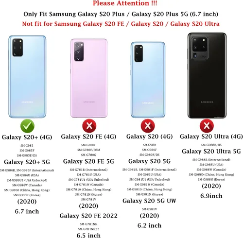 Miniatura 2 de Funda para Samsung Galaxy S20 Plus con cubierta para lente de cámara, protector de pantalla HD, resistente a caídas de grado militar, soporte