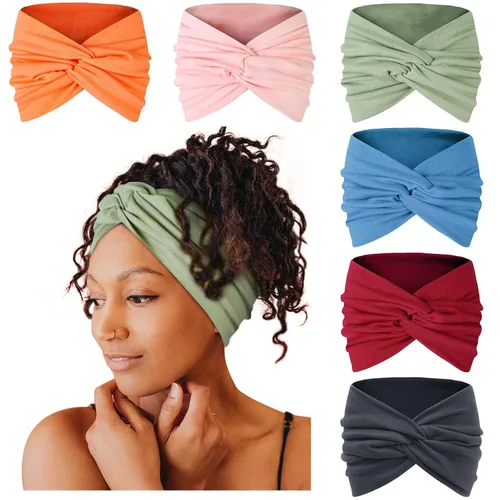 Miniatura 9 de Tobeffect Diademas extra anchas de 7 pulgadas para mujer, diadema grande y gruesa para la cabeza, bandana bohemia para cabello de mujer, banda