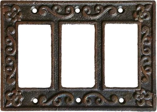 Miniatura 19 de Lulu Decor, Fleur De Lis - Placa de enchufe de hierro fundido en acabado marrón rústico antiguo