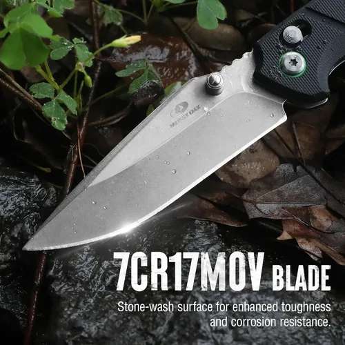 Miniatura 4 de Mossy Oak Cuchillo de bolsillo plegable, hoja de acero inoxidable con acabado stonewash de 4", cuchillo EDC, mango G10 con Axis Lock y clip